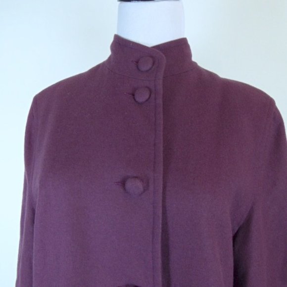 Asian VINTAGE CUSTOM MADE Mandarin wool PURPLE COAT m /L embroidered lining - Picture 1 of 7